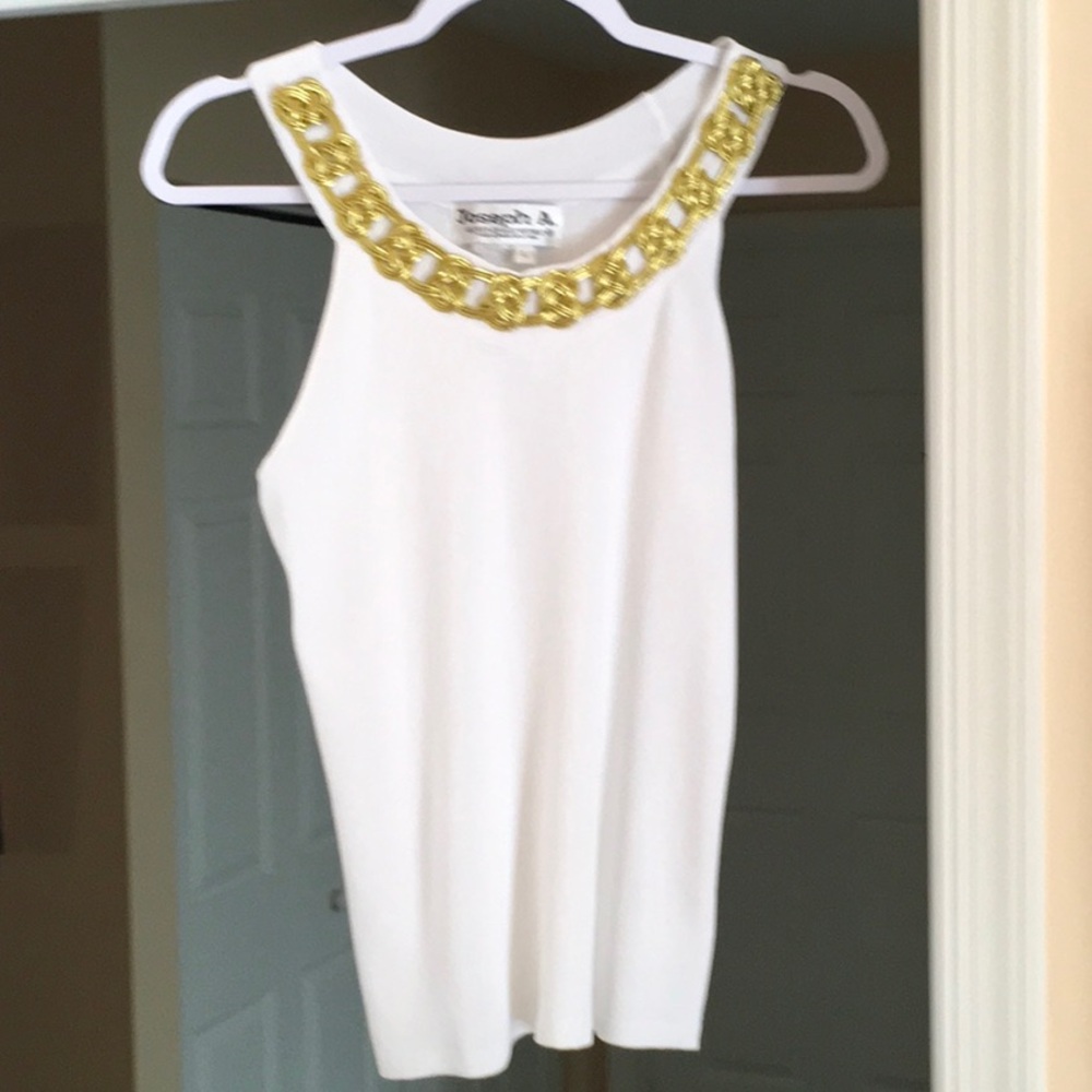 Women's White Top with Gold Accents